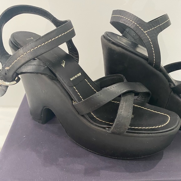 PRADA Leather Strappy Platform Wedge Sandals - Picture 3 of 8